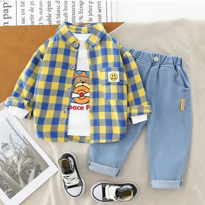 Çocuk Takımı Pamuklu Tişört Uzun Kollu Kot - MAKKA