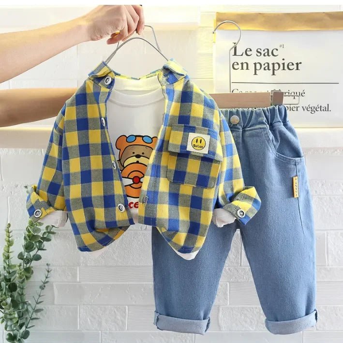 Çocuk Takımı Pamuklu Tişört Uzun Kollu Kot - MAKKA