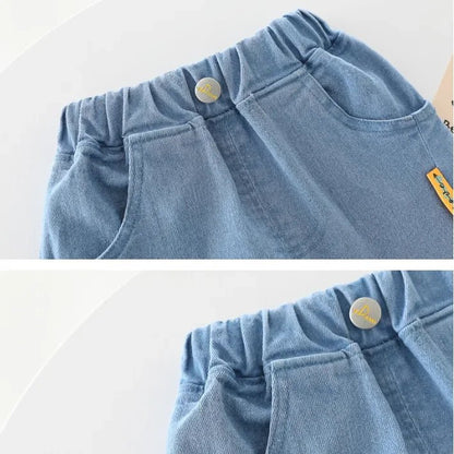 Çocuk Takımı Pamuklu Tişört Uzun Kollu Kot - MAKKA