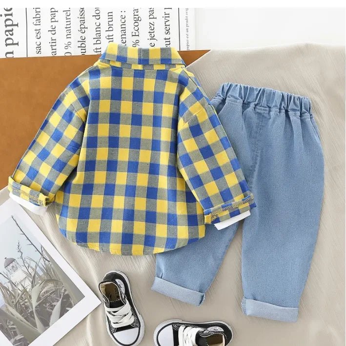 Çocuk Takımı Pamuklu Tişört Uzun Kollu Kot - MAKKA