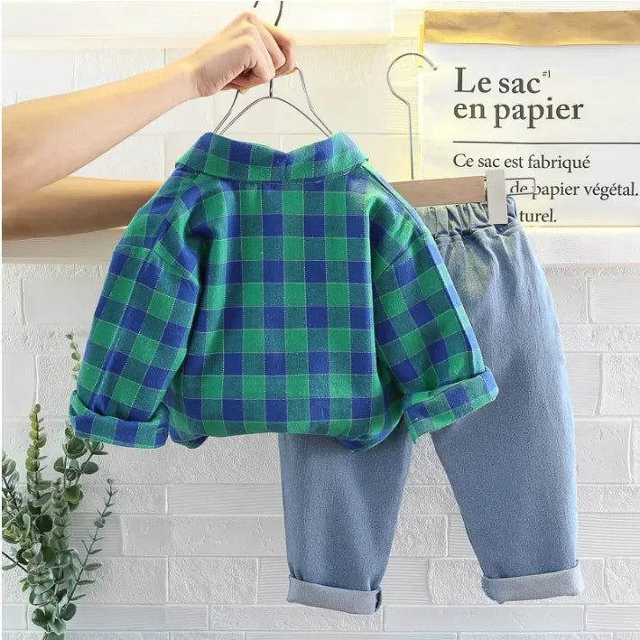 Çocuk Takımı Pamuklu Tişört Uzun Kollu Kot - MAKKA