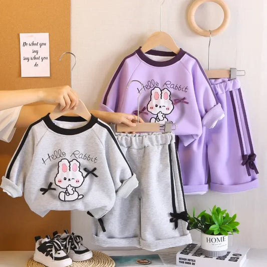 Unisex 1-5 Yaş Tavşan Baskılı Uzun Kollu 2 Parça Takım - MAKKA