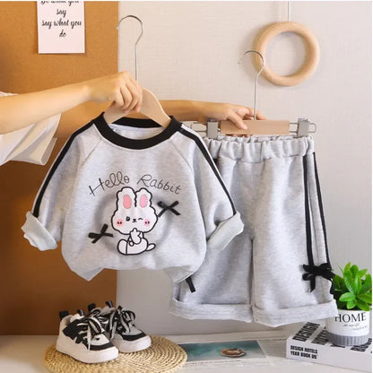 Unisex 1-5 Yaş Tavşan Baskılı Uzun Kollu 2 Parça Takım - MAKKA
