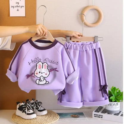 Unisex 1-5 Yaş Tavşan Baskılı Uzun Kollu 2 Parça Takım - MAKKA
