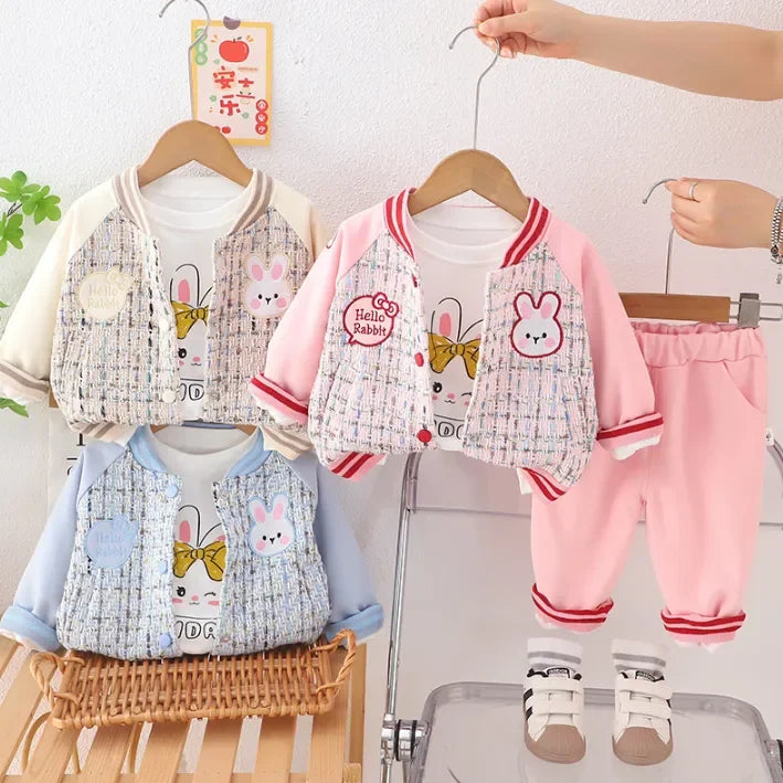 Hello Rabbit Desenli 3 Parça Kız Takımı 1-5 Yaş - MAKKA