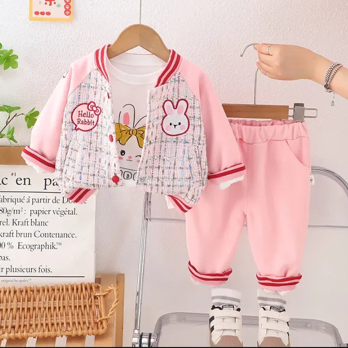 Hello Rabbit Desenli 3 Parça Kız Takımı 1-5 Yaş - MAKKA