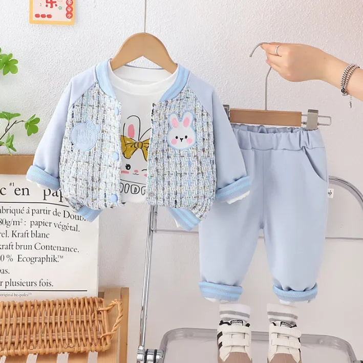 Hello Rabbit Desenli 3 Parça Kız Takımı 1-5 Yaş - MAKKA