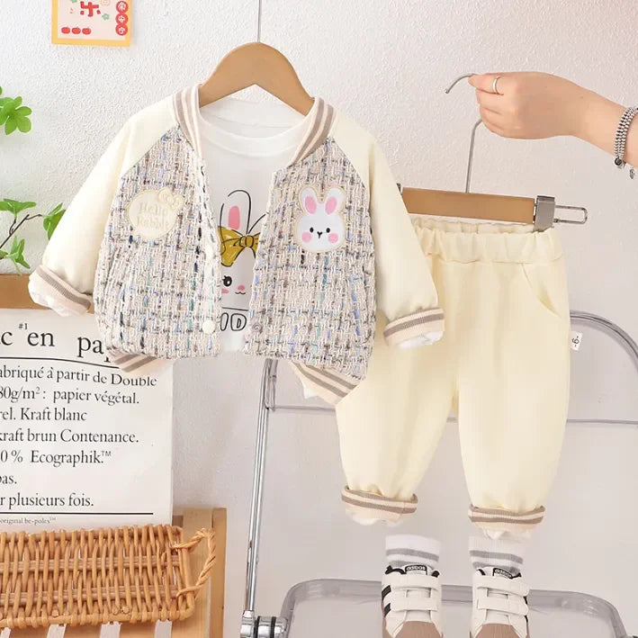 Hello Rabbit Desenli 3 Parça Kız Takımı 1-5 Yaş - MAKKA