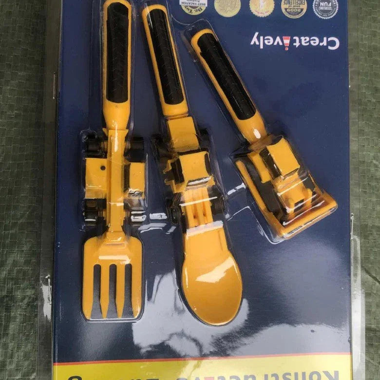İnşaat Temalı Çocuk Tabak Kaşık Çatal Seti BPA'sız 1-6 Yaş - MAKKA