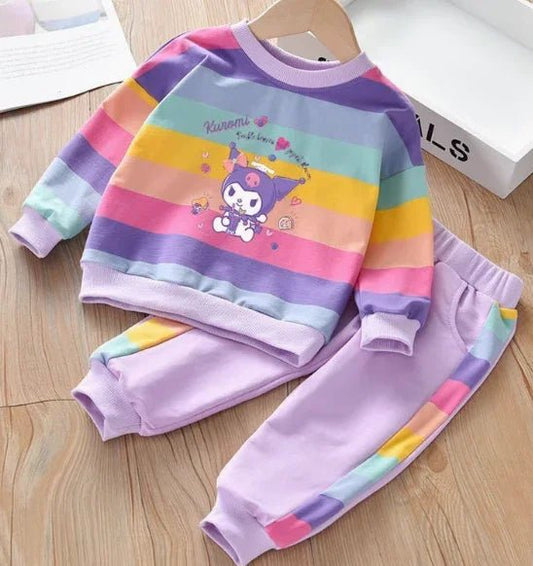 Çok Renkli Kız Çocuk Alt Üst Takım %100 Pamuk Rahat - MAKKA