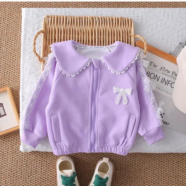 Dantel Detaylı 3 Parça Kız Çocuk Takımı - Rahat Pembe Lila - MAKKA