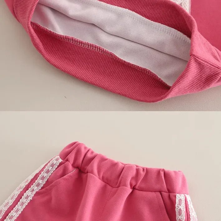 Dantel Fiyonklu İki Parçalı Kız Çocuk Takımı - Rahat Şık Set - MAKKA