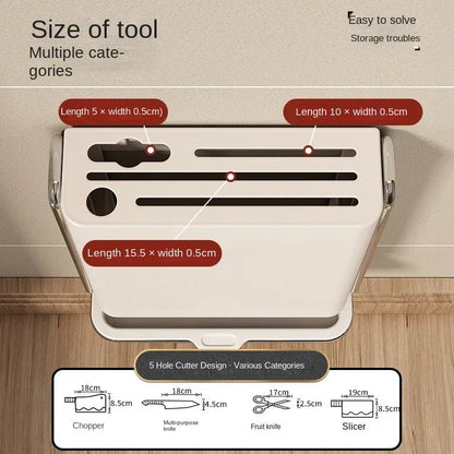 Deliksiz Montaj Gerektirmeyen Mutfak Bıçak Çatal Kaşık Askısı Rafı - MAKKA