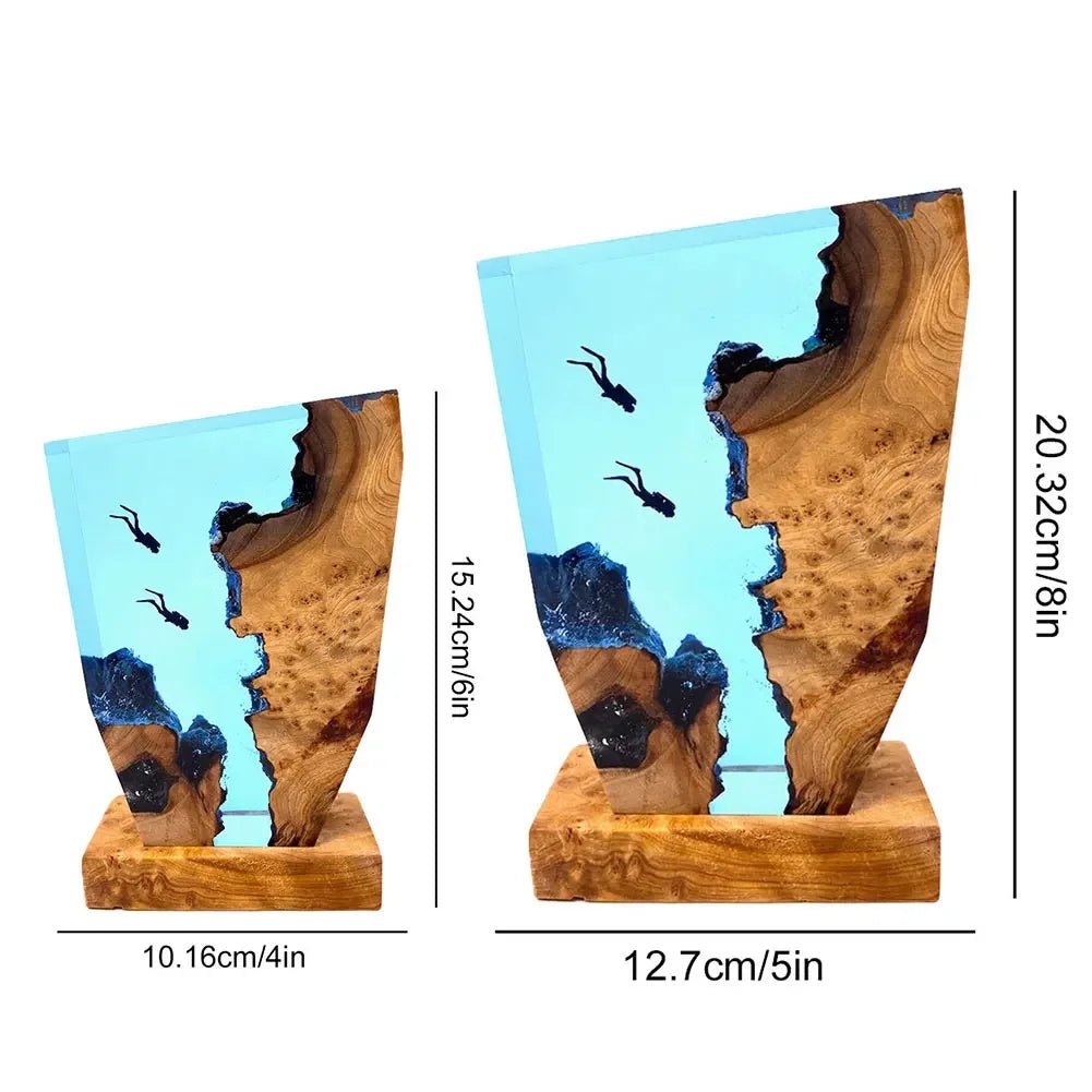 Deniz Altı Dalgıç Reçine Masa Lambası Deniz Dünyası Figürlü - MAKKA