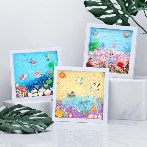 Deniz Temalı DIY Epoksi Fotoğraf Çerçevesi Kiti, Mercan Balıklı - MAKKA