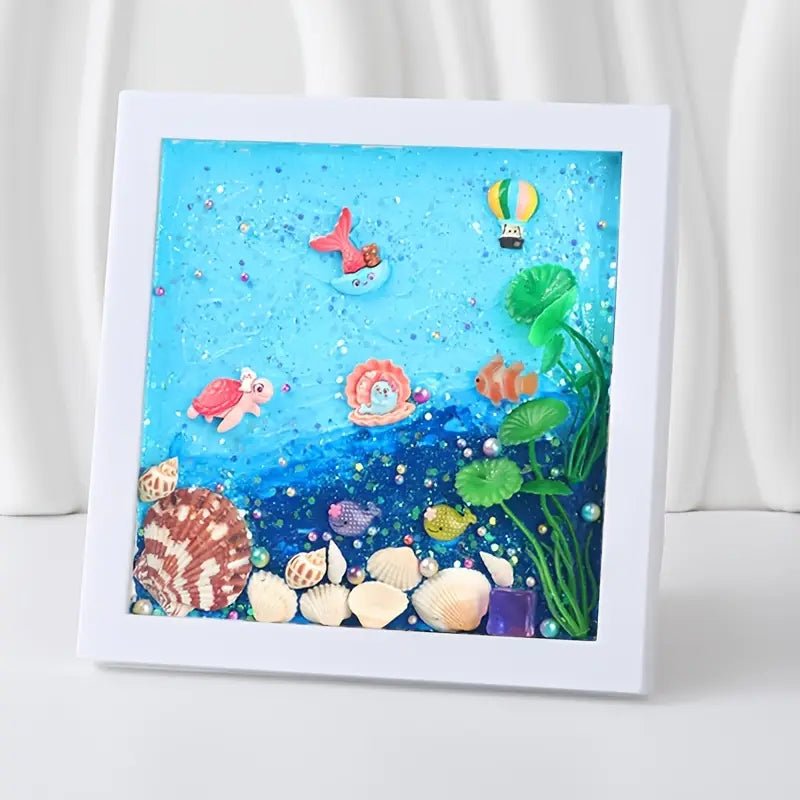 Deniz Temalı DIY Epoksi Fotoğraf Çerçevesi Kiti, Mercan Balıklı - MAKKA