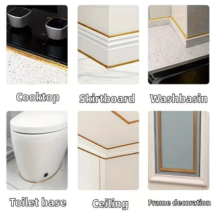 6 Metre Yapışkanlı Derz Bandı Mutfak Fayans Lavabo Gold  MAKKA