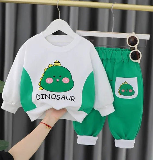 Dinazor Desenli Unisex Çocuk Takımı Uzun Kollu 2 - 6 Yaş - MAKKA