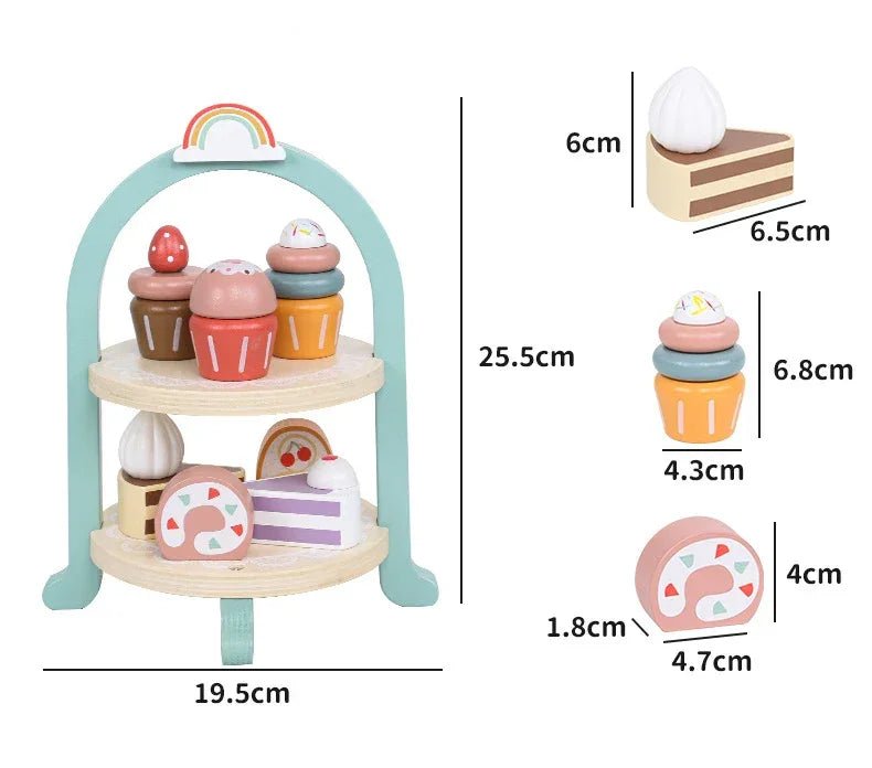 Doğal Ahşap Kek Oyun Seti Montessori Eğitici Mutfak Oyuncağı Eğlenceli - MAKKA