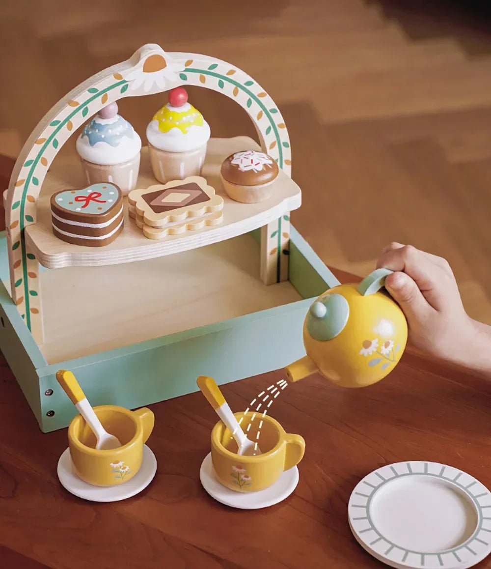 Doğal Ahşap Montessori 5 Çayı Seti Dayanıklı Eğitici Rol Oyunu - MAKKA