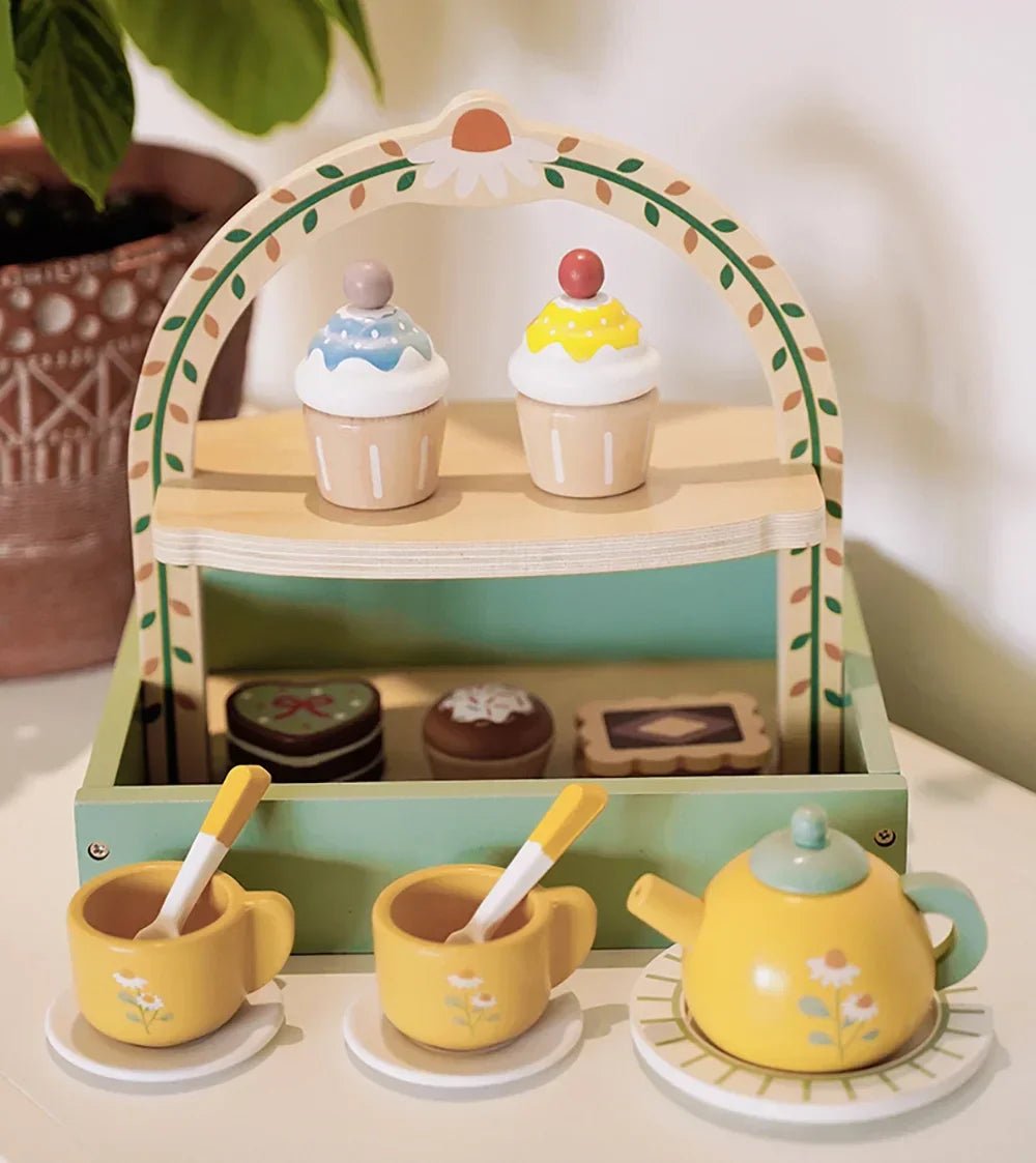 Doğal Ahşap Montessori 5 Çayı Seti Dayanıklı Eğitici Rol Oyunu - MAKKA