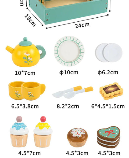 Doğal Ahşap Montessori 5 Çayı Seti Dayanıklı Eğitici Rol Oyunu - MAKKA