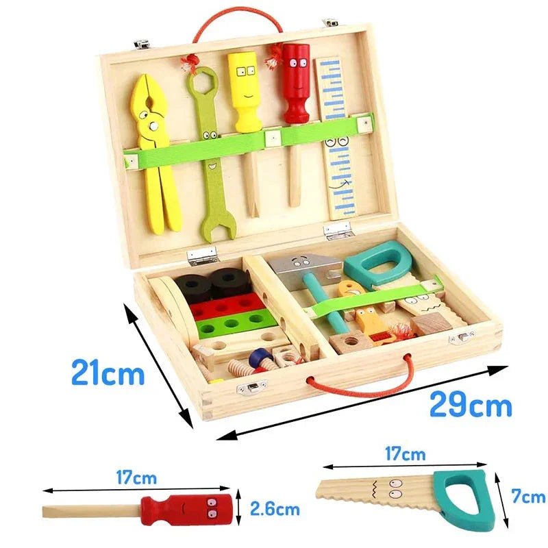 Doğal Ahşap Montessori Alet Kutusu 12 Parça Eğitici Set - MAKKA