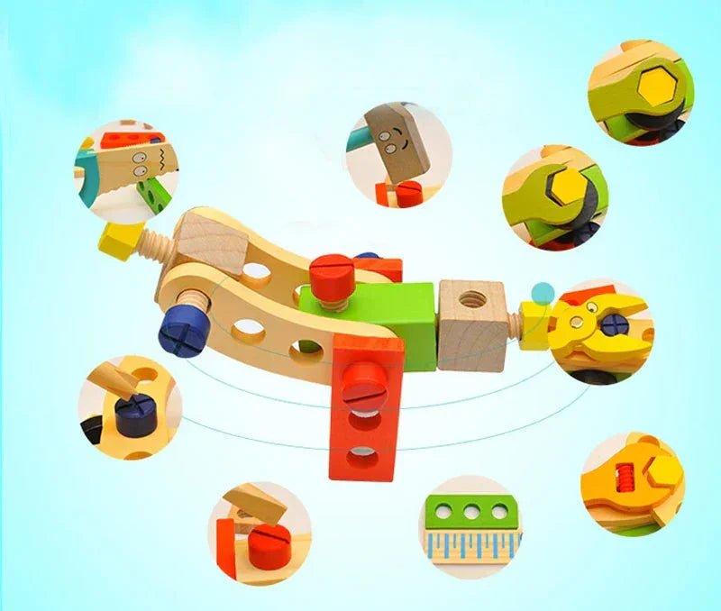 Doğal Ahşap Montessori Alet Kutusu 12 Parça Eğitici Set - MAKKA