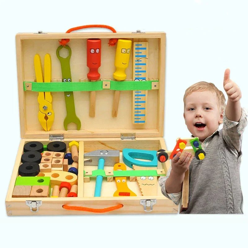 Doğal Ahşap Montessori Alet Kutusu 12 Parça Eğitici Set - MAKKA