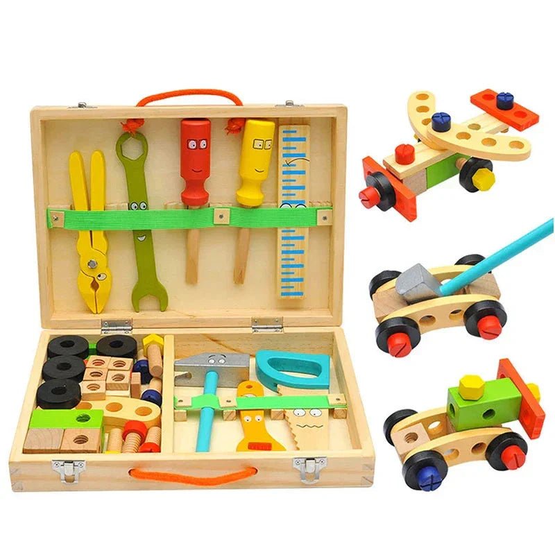 Doğal Ahşap Montessori Alet Kutusu 12 Parça Eğitici Set - MAKKA