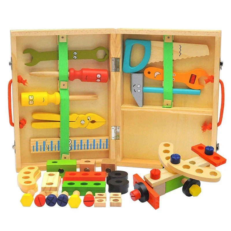 Doğal Ahşap Montessori Alet Kutusu 12 Parça Eğitici Set - MAKKA