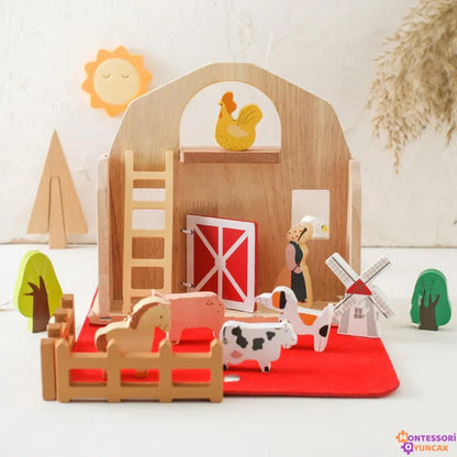 Eğitici Ahşap Çiftlik Oyuncak Seti, Montessori Duyusal Ahşap Hayvanlar - MAKKA