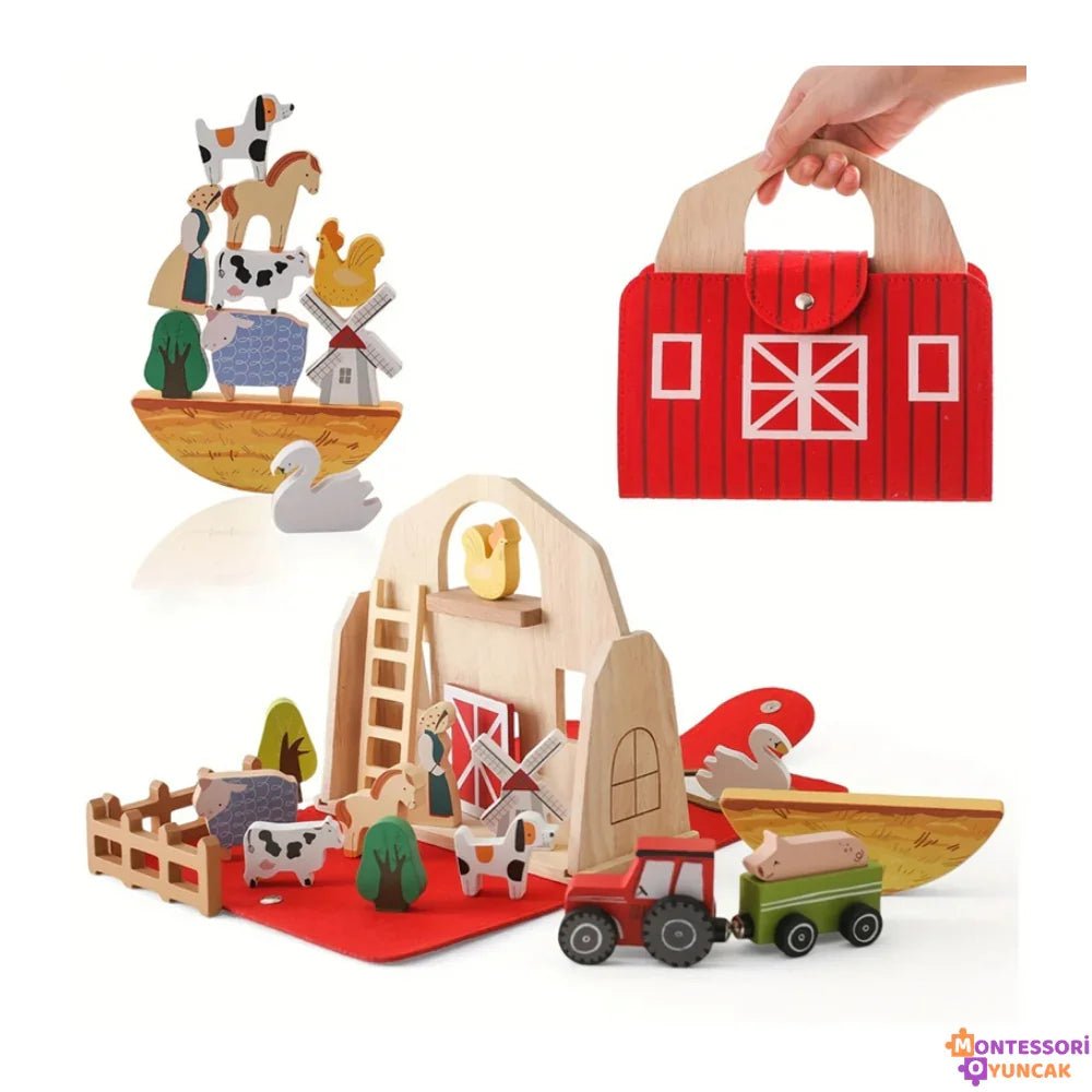 Eğitici Ahşap Çiftlik Oyuncak Seti, Montessori Duyusal Ahşap Hayvanlar - MAKKA