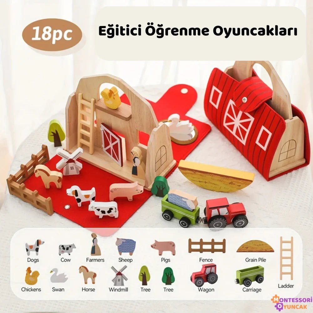 Eğitici Ahşap Çiftlik Oyuncak Seti, Montessori Duyusal Ahşap Hayvanlar - MAKKA