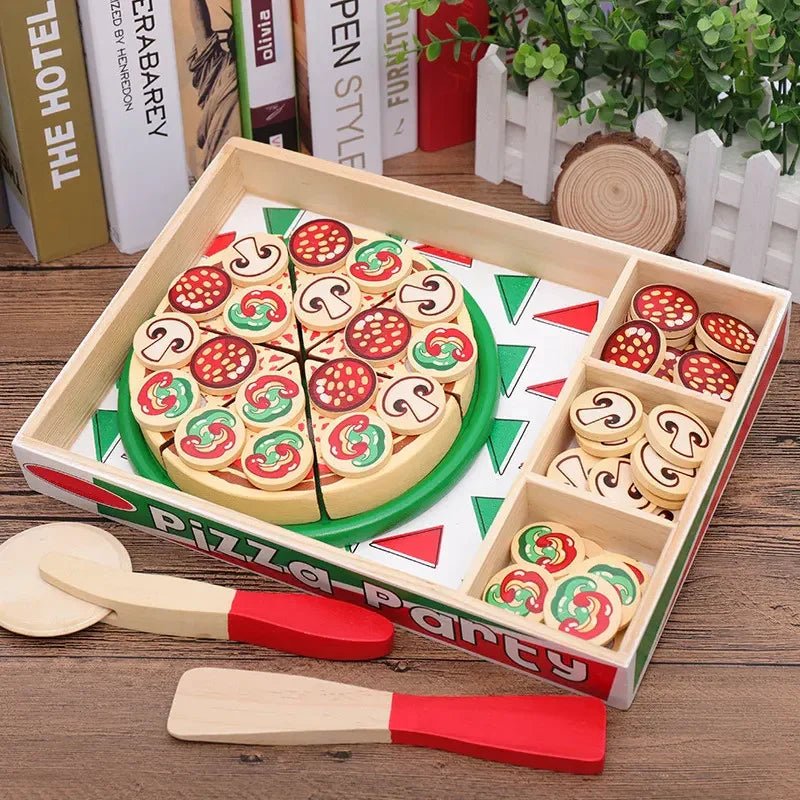 Eğitici Ahşap Pizza Seti Montessori Kesilebilir Mutfak Oyunu - MAKKA
