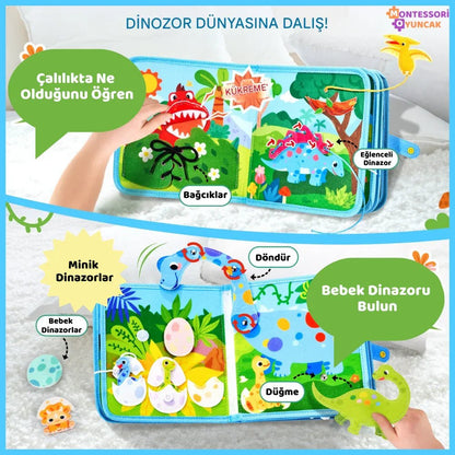 Eğitici Dinozor Kitabı Montessori: Resimli Etkinlikler, Çıkartmalı Oyunlar - MAKKA