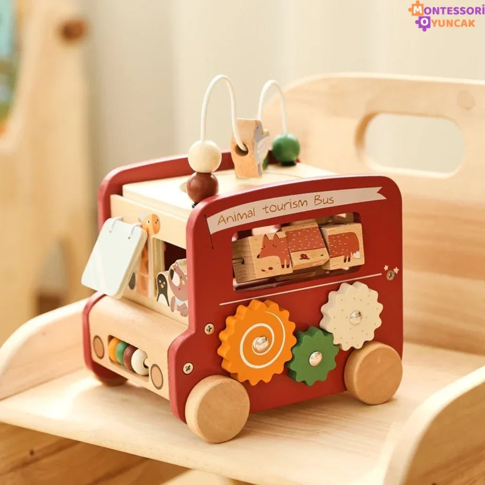 Eğitici Montessori Akıllı Safari Otobüsü: Ahşap Öğrenme Arkadaşı - MAKKA