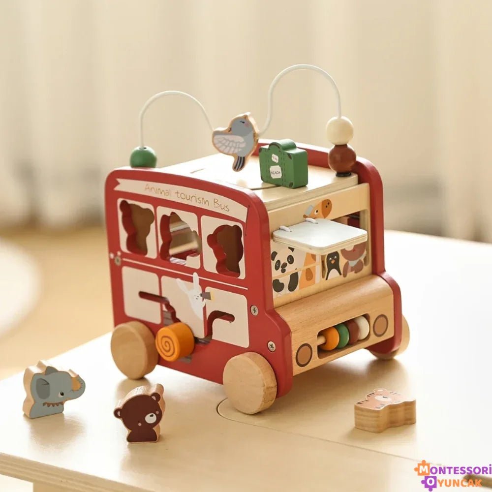 Eğitici Montessori Akıllı Safari Otobüsü: Ahşap Öğrenme Arkadaşı - MAKKA
