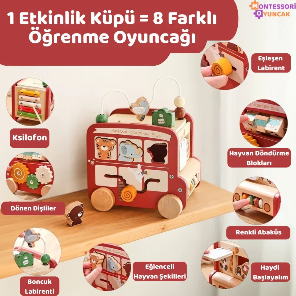 Eğitici Montessori Akıllı Safari Otobüsü: Ahşap Öğrenme Arkadaşı - MAKKA