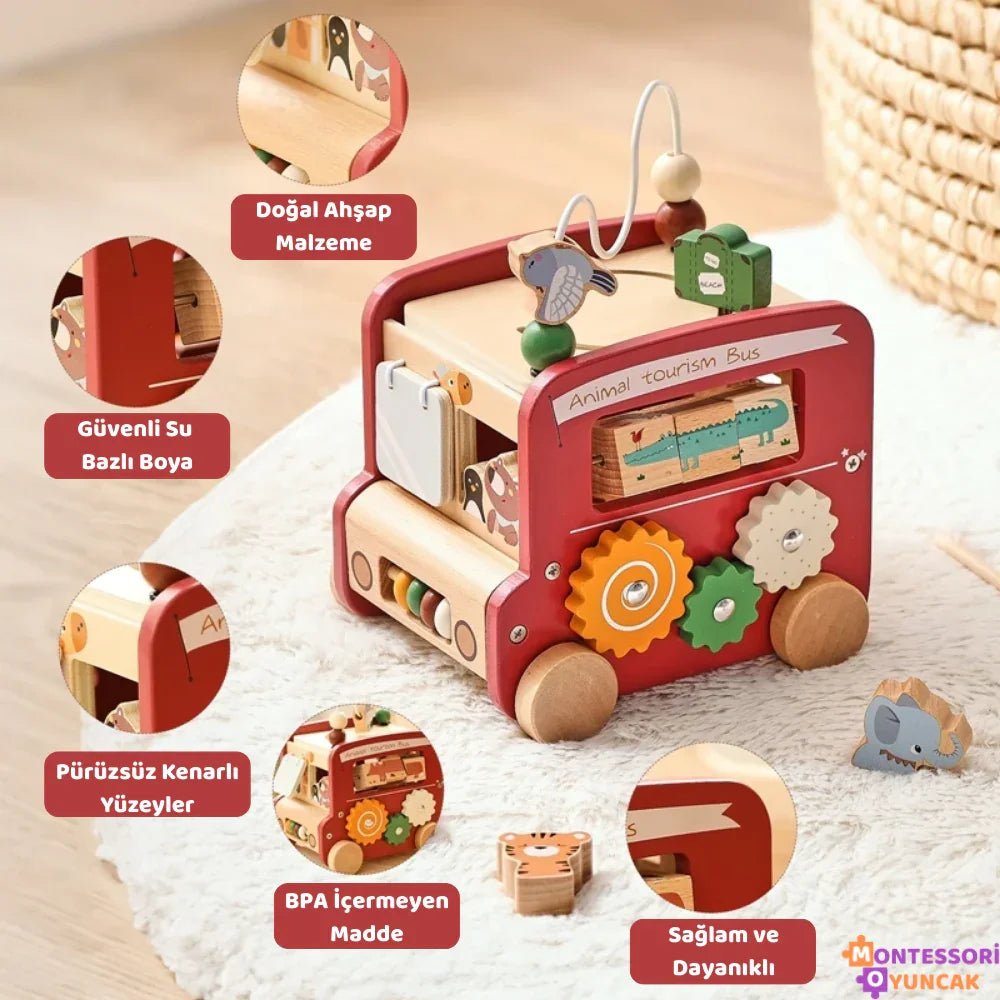 Eğitici Montessori Akıllı Safari Otobüsü: Ahşap Öğrenme Arkadaşı - MAKKA