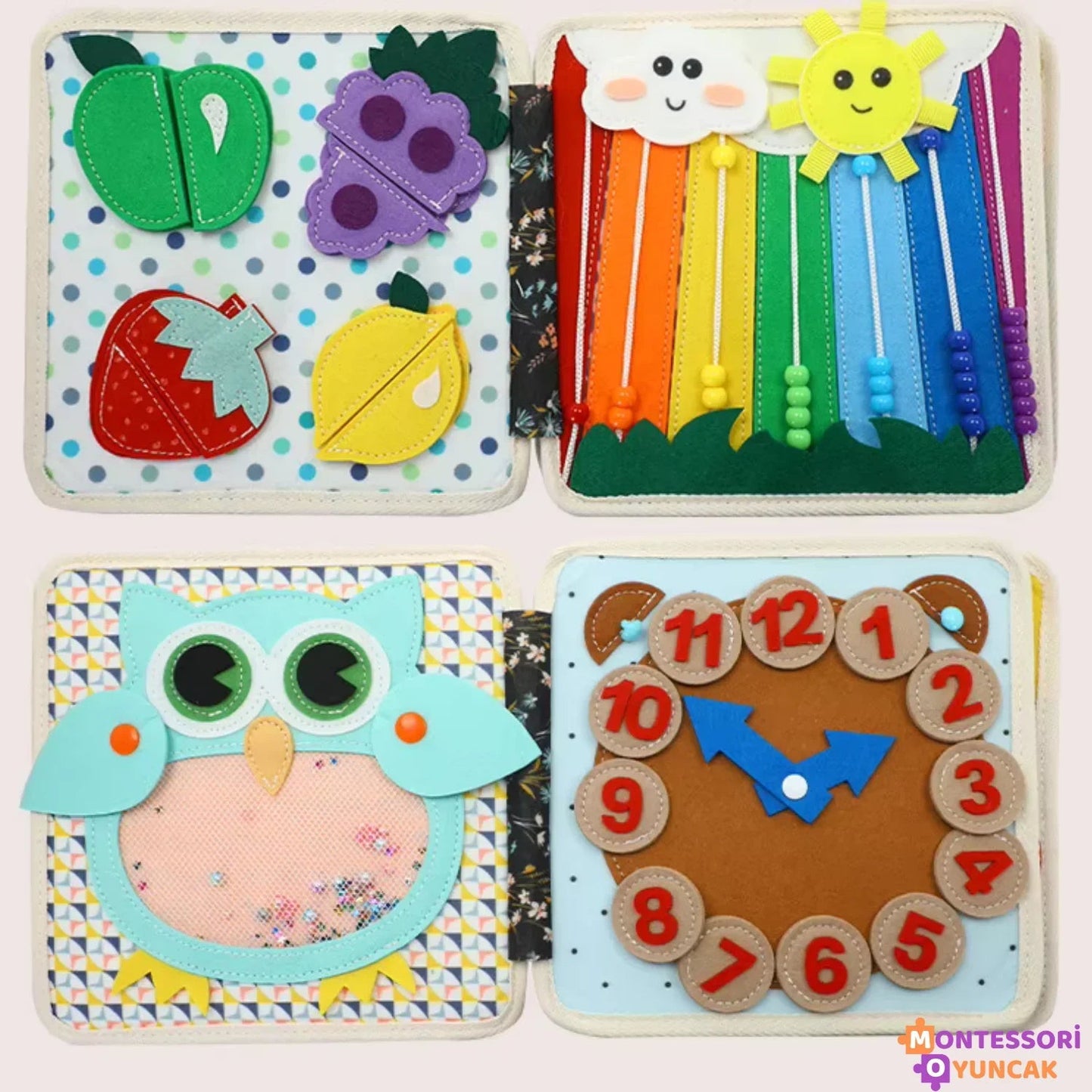 Eğitici Sevimli Kirpi Keçe Kitabı Montessori Duyu ve Motor Oyuncağı - MAKKA