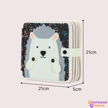 Eğitici Sevimli Kirpi Keçe Kitabı Montessori Duyu ve Motor Oyuncağı - MAKKA