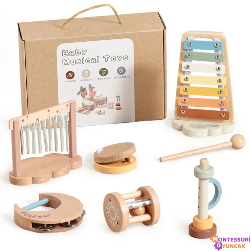 El Yapımı Montessori Ahşap Hediye Seti 6 Parça Eğitici Oyun - MAKKA