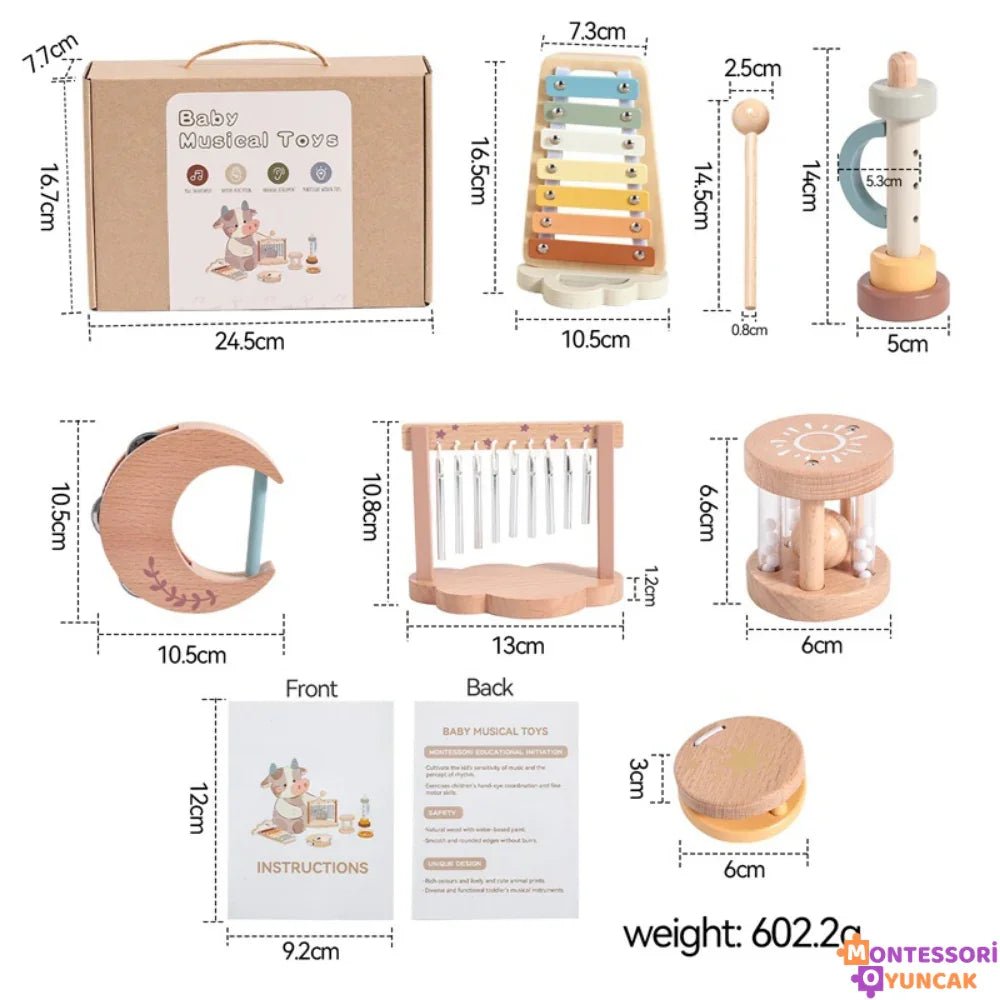 El Yapımı Montessori Ahşap Hediye Seti 6 Parça Eğitici Oyun - MAKKA