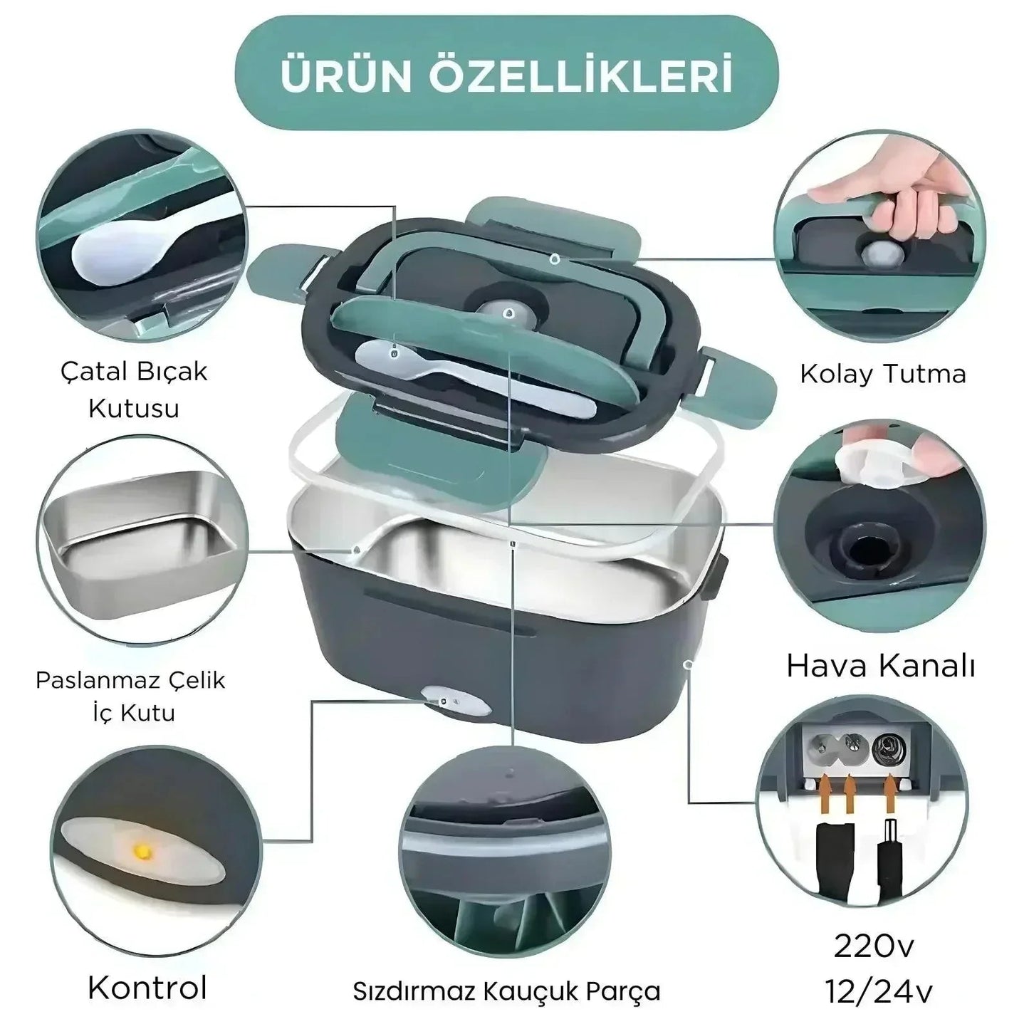 Elektrikli Yemek Kabı 1.5 lt 60W ( Taşıma Çantası Hediye) - MAKKA