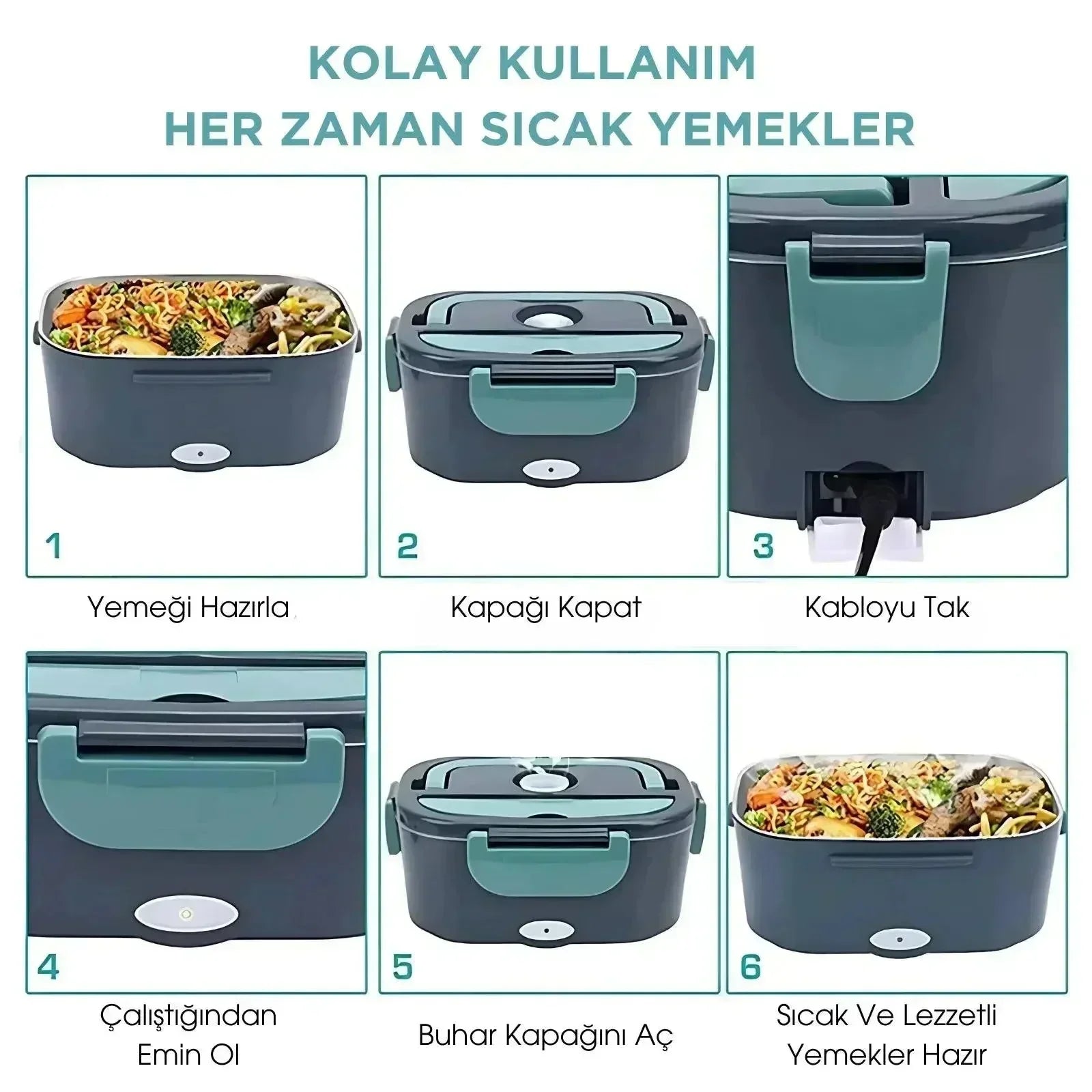 Elektrikli Yemek Kabı 1.5 lt 60W ( Taşıma Çantası Hediye) - MAKKA