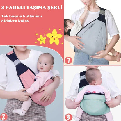 Ergonomik Pamuk ve File Sling Bebek Taşıyıcı - Montessori - MAKKA