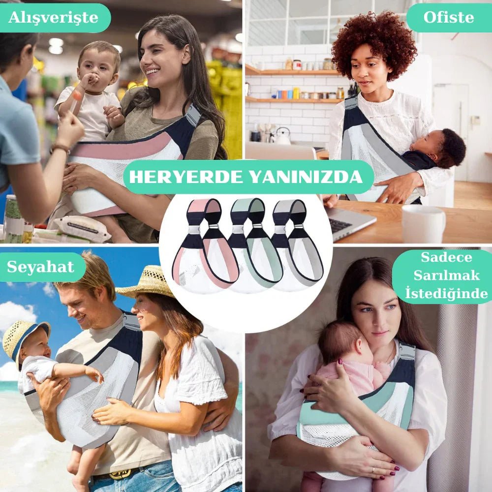 Ergonomik Pamuk ve File Sling Bebek Taşıyıcı - Montessori - MAKKA