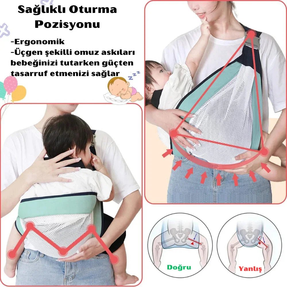 Ergonomik Pamuk ve File Sling Bebek Taşıyıcı - Montessori - MAKKA