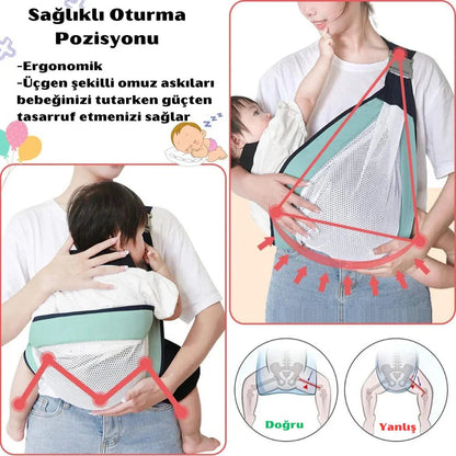 Ergonomik Pamuk ve File Sling Bebek Taşıyıcı - Montessori - MAKKA